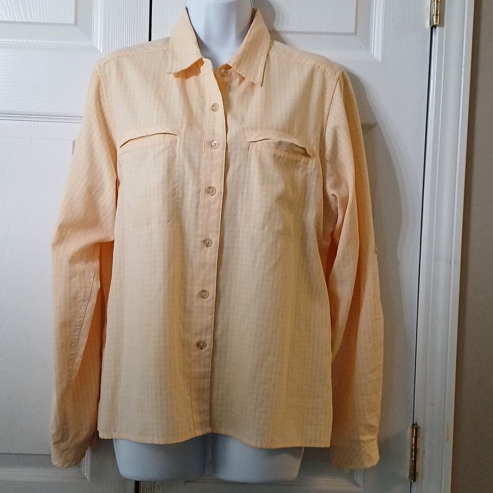 ExOfficio Insect Shield insect repellent button down shirt long sleeve yellow L